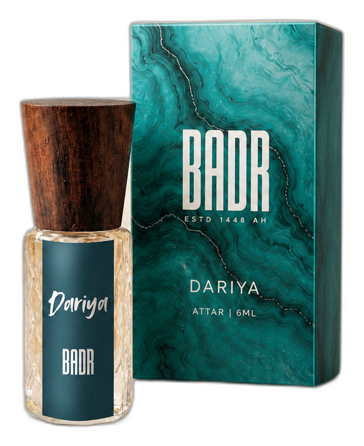 DARIYA attar bottle, official box and scent ingredients